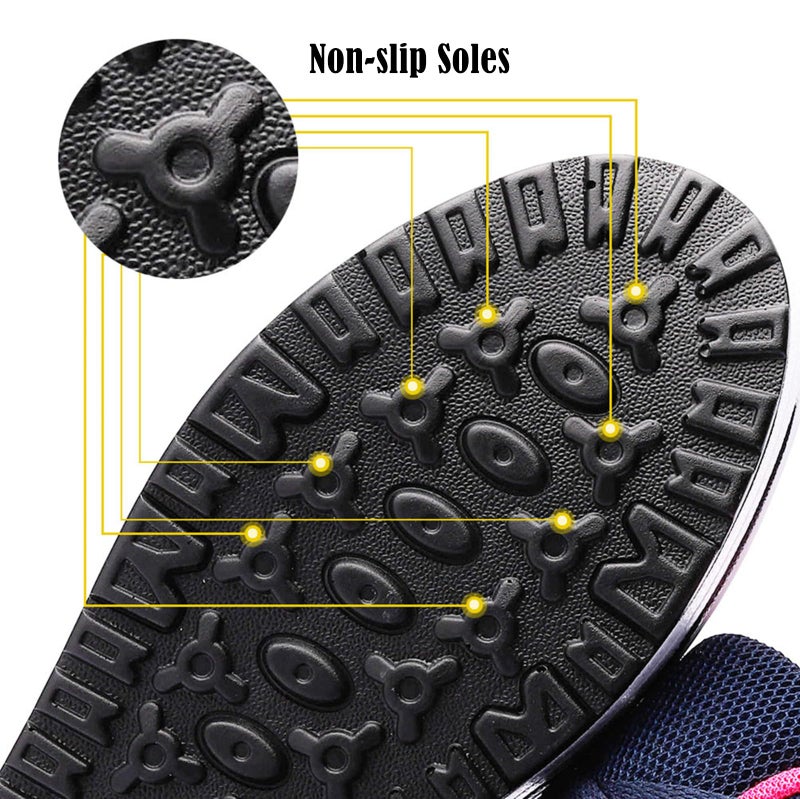 DADAWEN Women's Slip On Breathable Mesh Walking Tennis Shoes Lightweight Comfort Wedge Platform Casual Sneakers for Gym Travel Work Navy/Hot Pink US Size 5 - Image 5